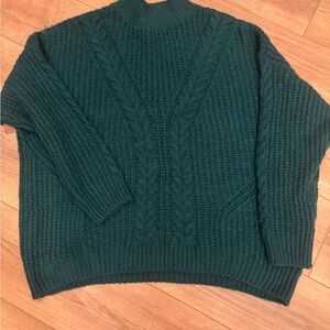 Time and Tru Cable Knit Sweater | Forest Green | Mock Neck | Size 3X (22)